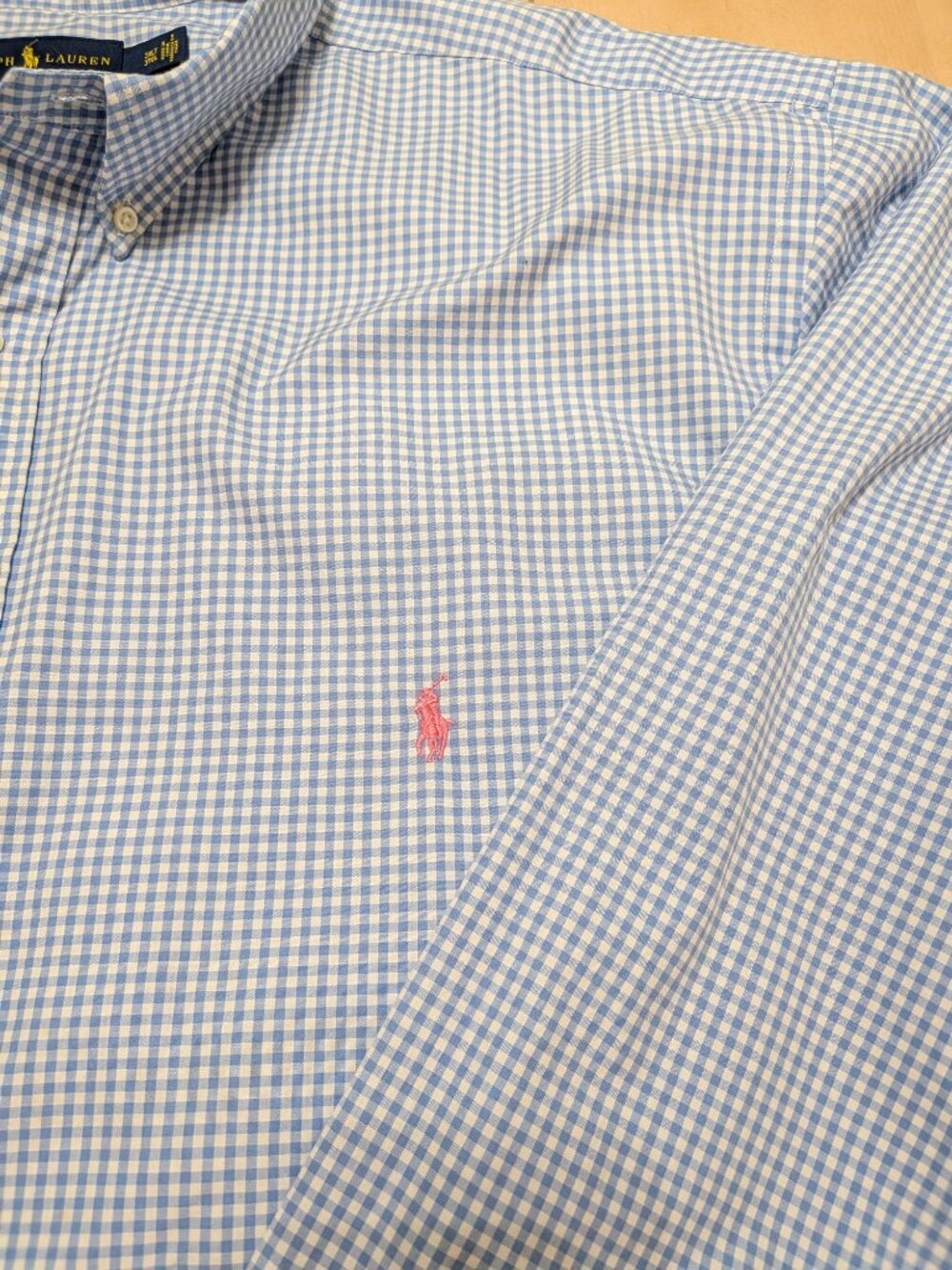 Polo Ralph Lauren Men's 3XLT Blue White Gingham Button-Down Shirt, 100% Cotton - Picture 4 of 4